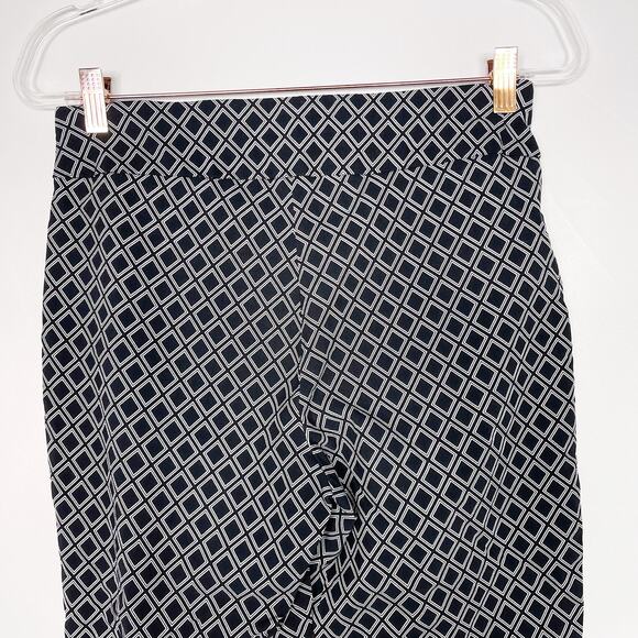 Premise Womens PM Black White Geometric Cropped Pants Petite Medium M Stretch - Picture 7 of 10